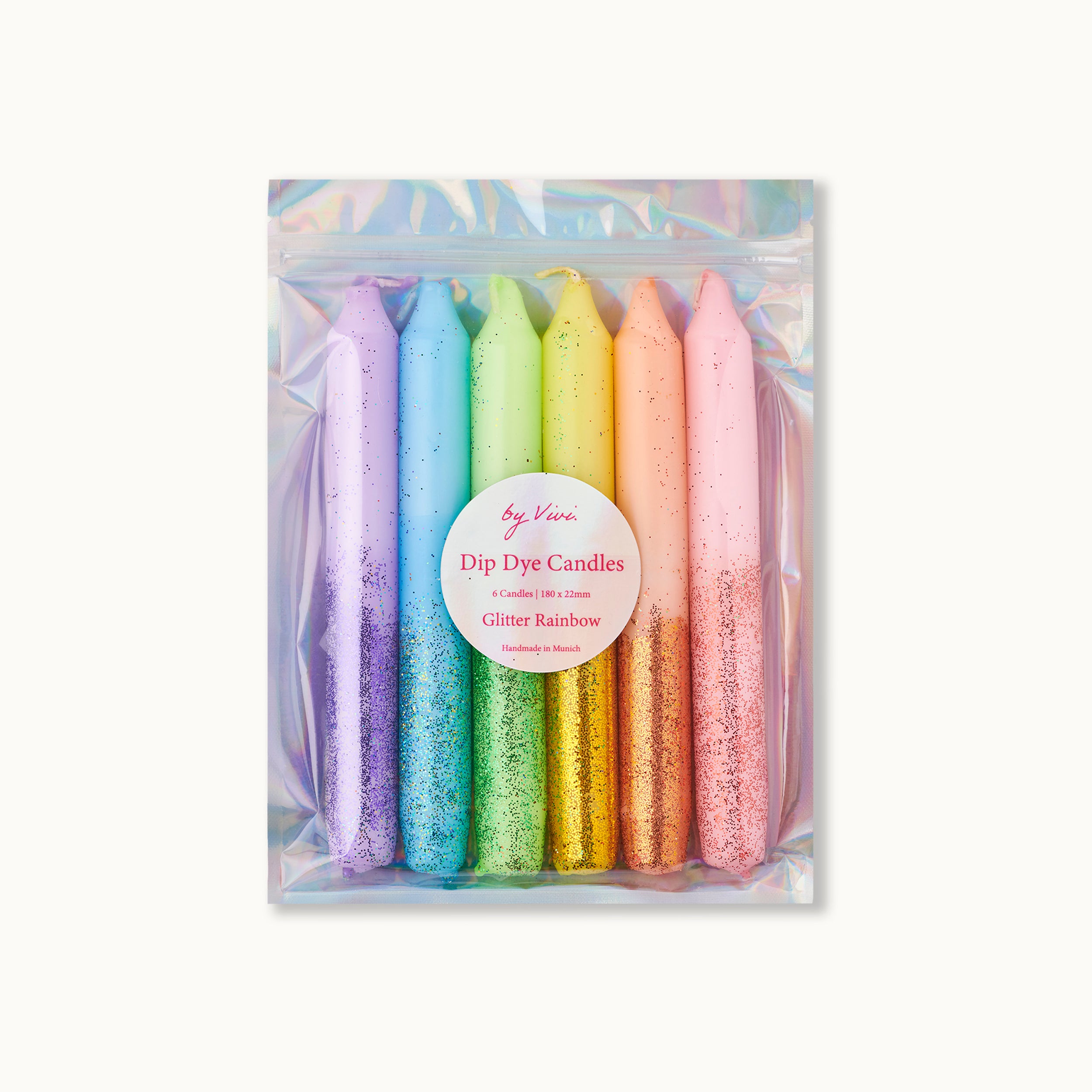 Dip Dye Kerzen Set: Glitter Rainbow Edition
